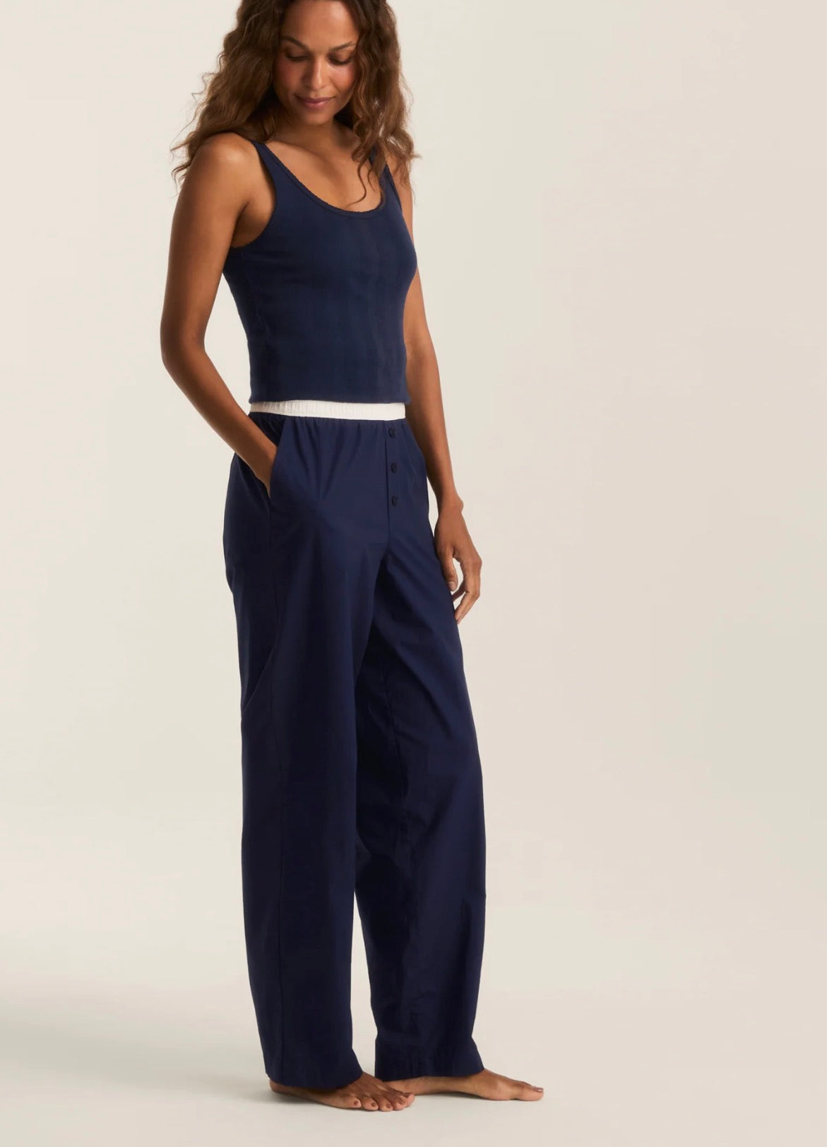 PETITE PLUME - WOMENS POPLIN RONNY PANT IN NAVY