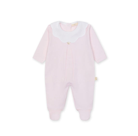 Baby GI - Cotton Footie W/ Piquey Collar, Pink/White
