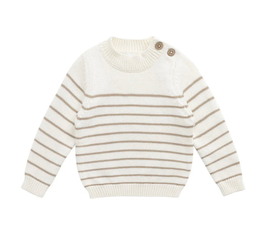 Jamie Kay Malcolm knitted Jumper - Stripe Cloud/Brioche