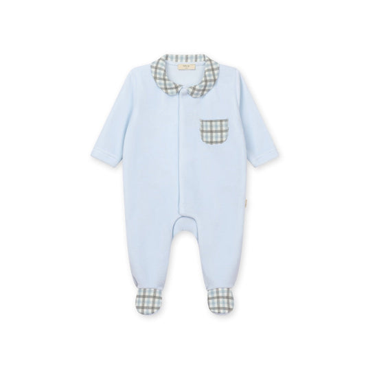 Baby GI - Hazel Velour Footie (Front Opening), Blue