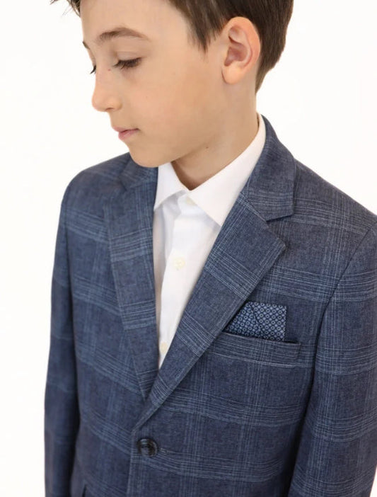 Leo and Zachary - Denim Plaid Stretch
