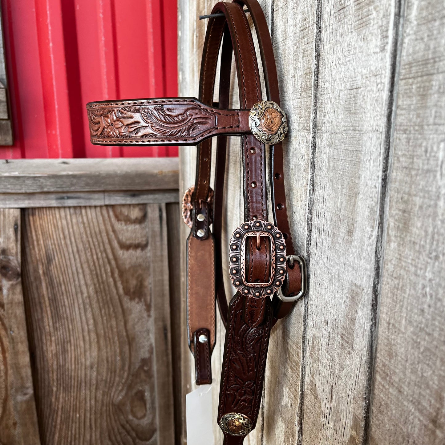 Brown Tooled Headstall | Double J