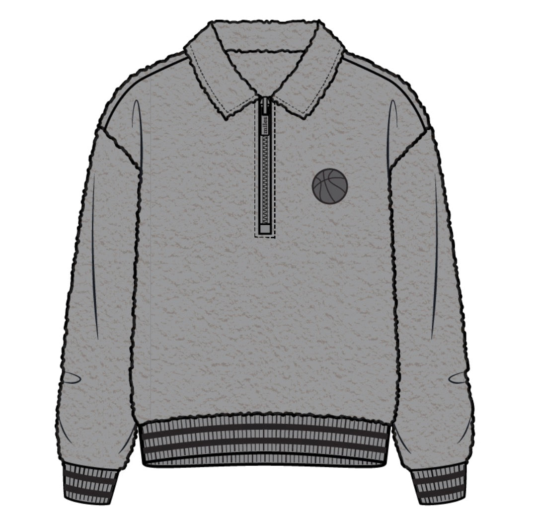 Miles The Label - Long Sleeve Sherpa Top, Grey
