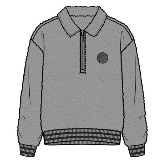 Miles The Label - Long Sleeve Sherpa Top, Grey