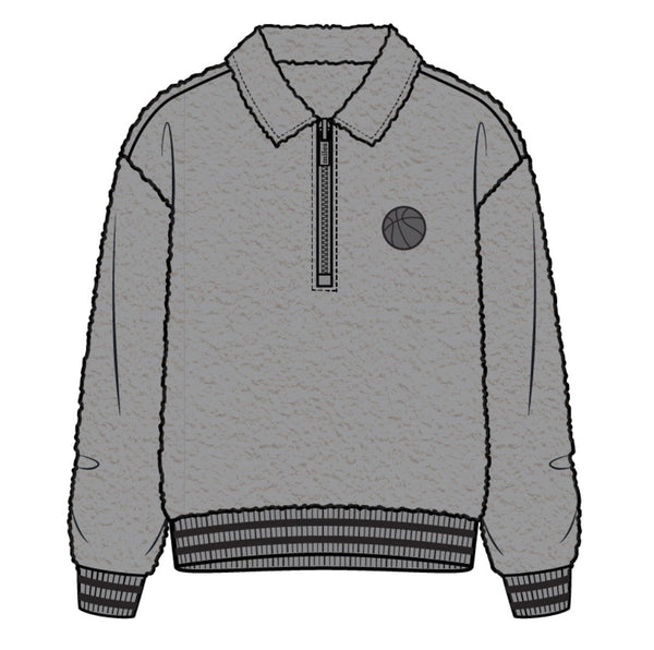 Miles The Label - Long Sleeve Sherpa Top, Grey