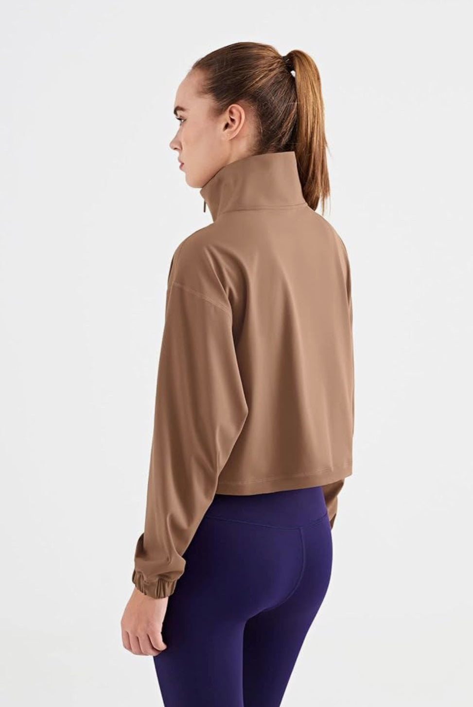 Women's Athletic Running/Yoga Cropped Jacket, 1/2 zip