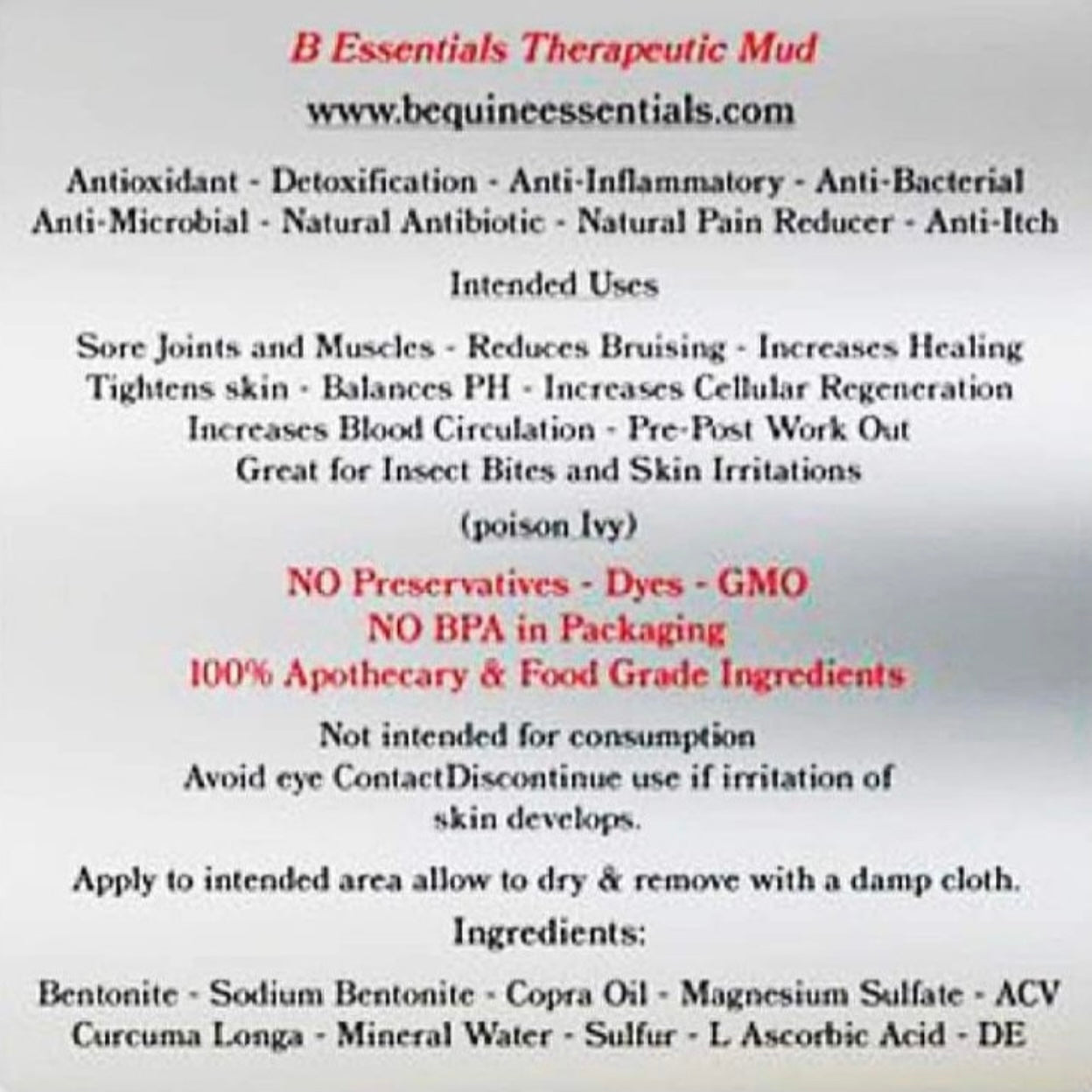 B Equine Essentials Mud