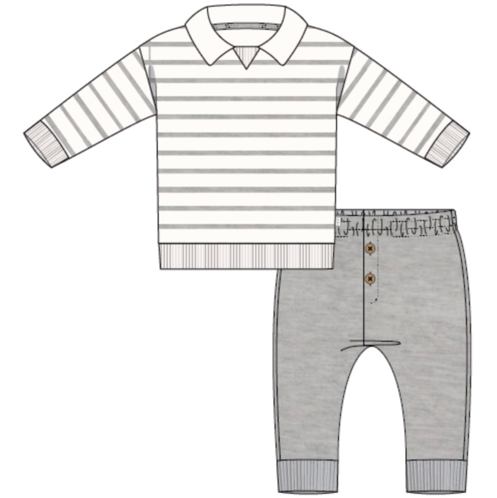 Petite Lem - Striped Knit Top & Leggings, Off White
