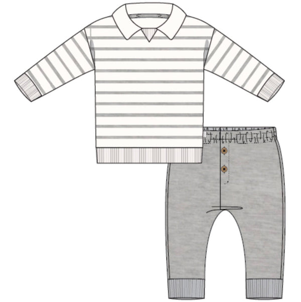 Petite Lem - Striped Knit Top & Leggings, Off White