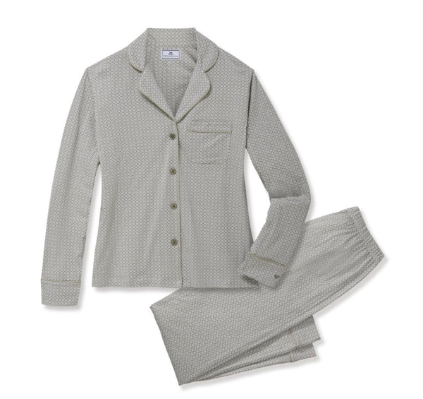 Petite Plume - Women’s Lightweight Pima Cotton Pajama Set, Sage Geo