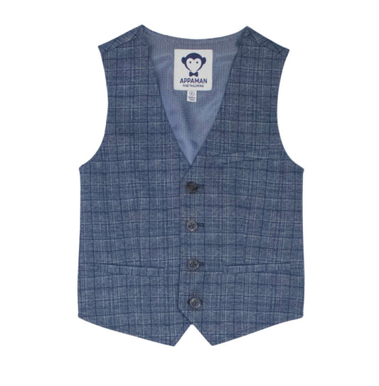 Appaman - Tailored Vest, Chambray Plaid