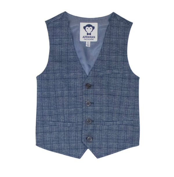 Appaman - Tailored Vest, Chambray Plaid