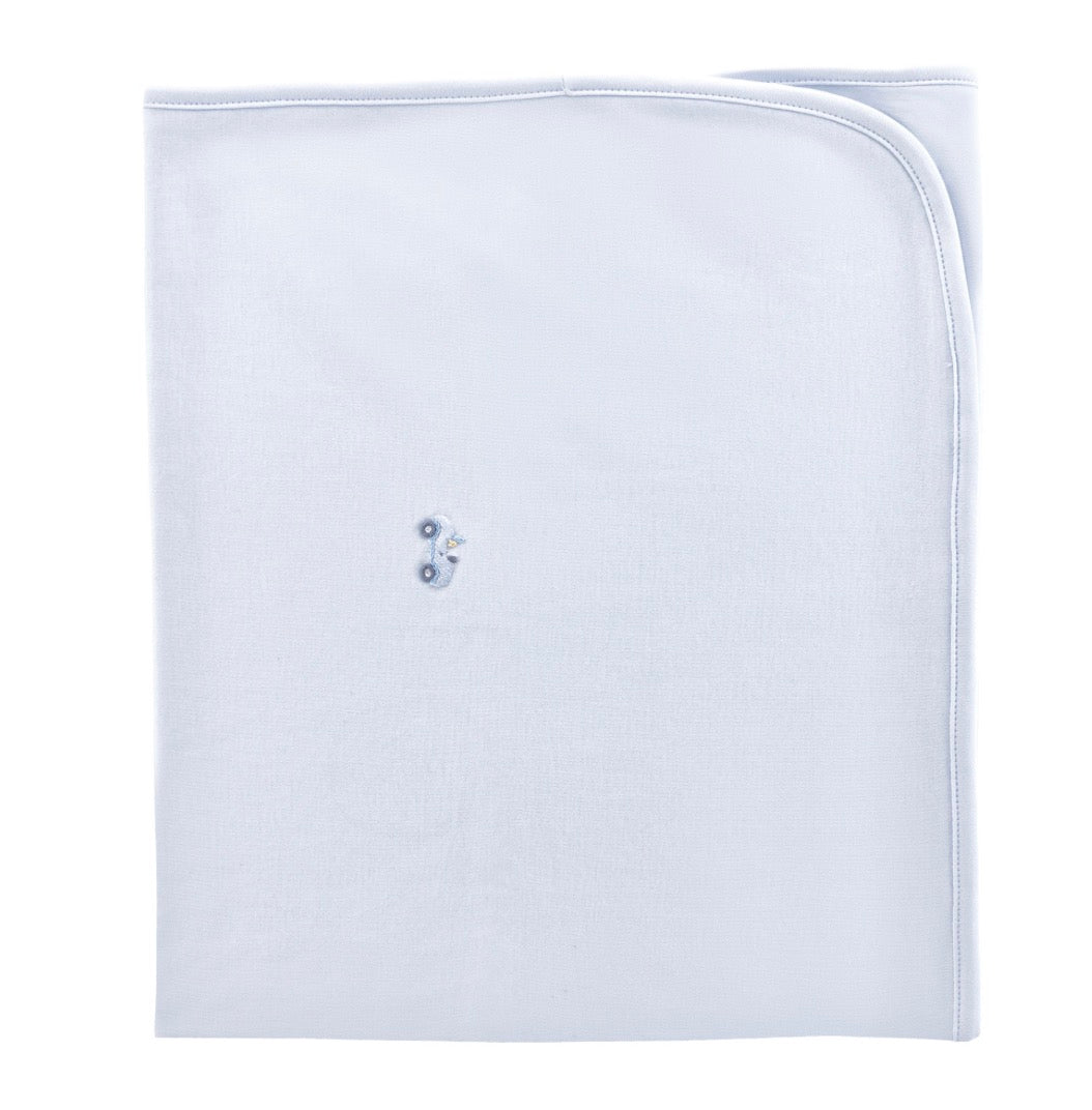 Baby Club Chic - Cars All-over Embroidered Pima Blanket, Light Blue