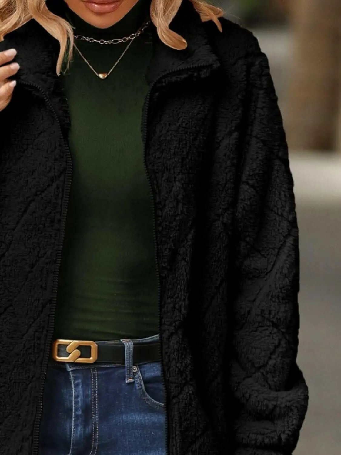 Fuzzy Jacket - Zip-Up with Pockets Comfort