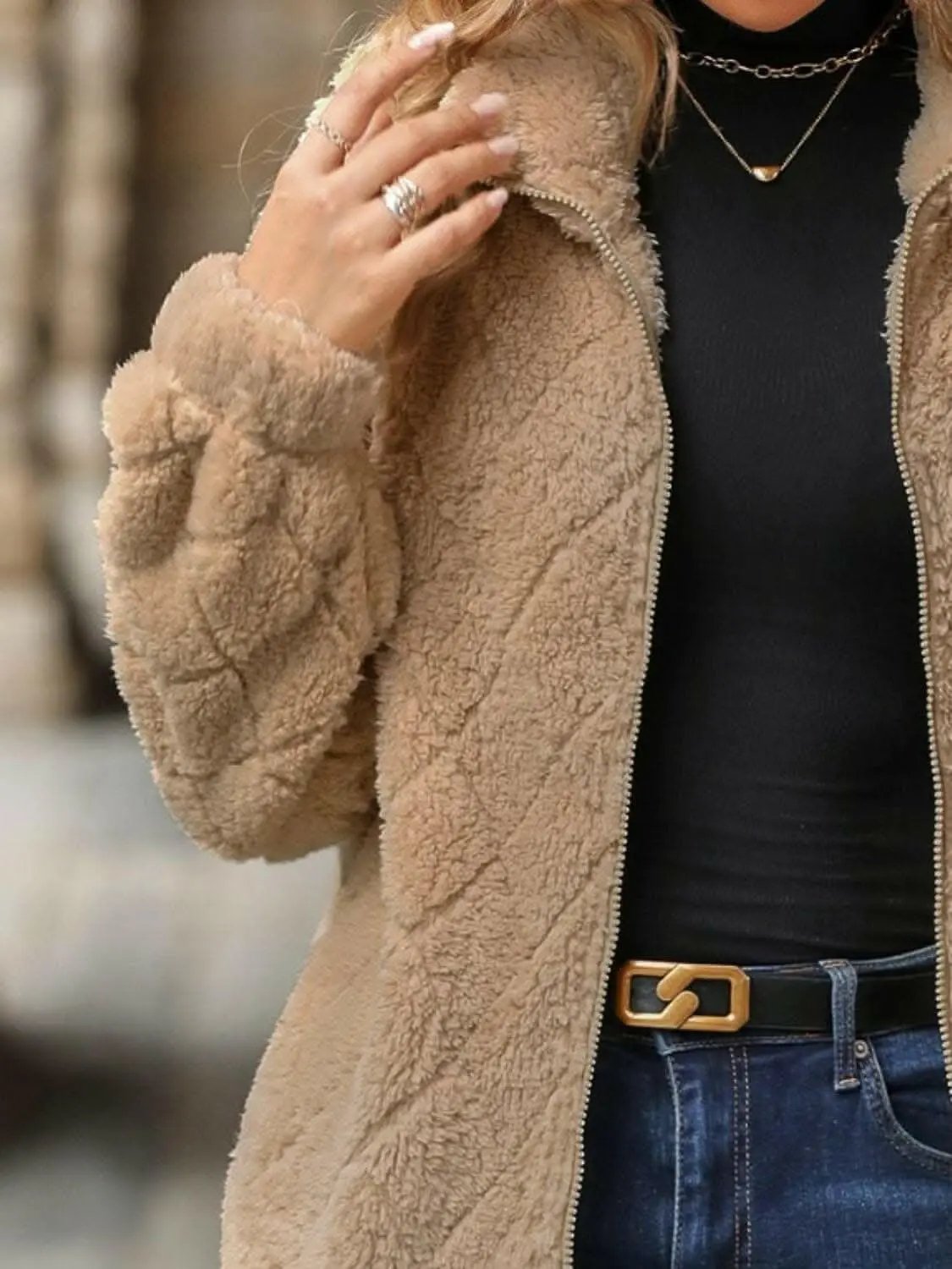 Fuzzy Jacket - Zip-Up with Pockets Comfort