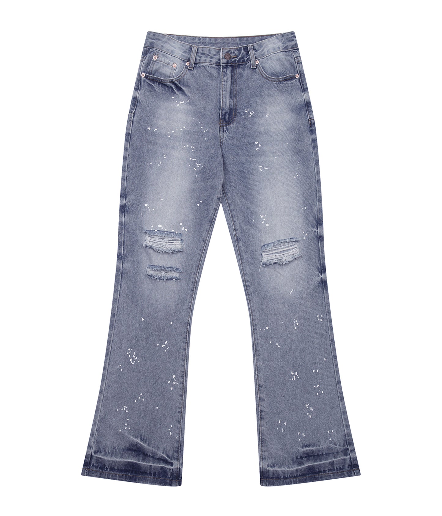 AZUL DISTRESSED SPLIT FLARE DENIM