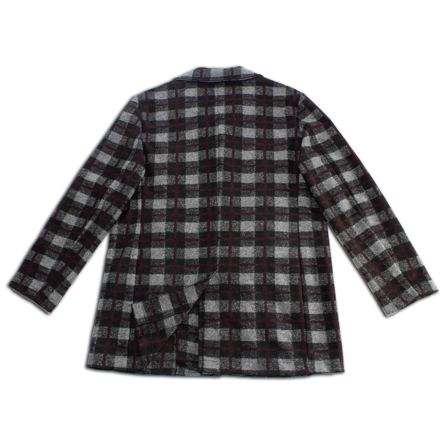 Midnight Burgundy Buffalo Check Wool Coat