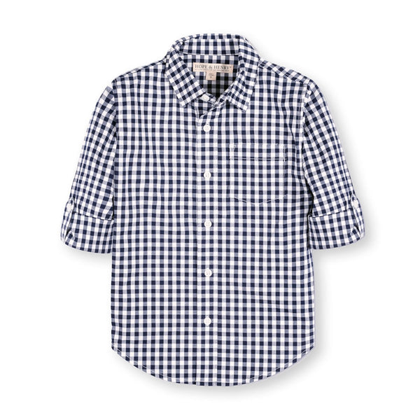 Organic Stretch Poplin Roll-Up Shirt - Baby