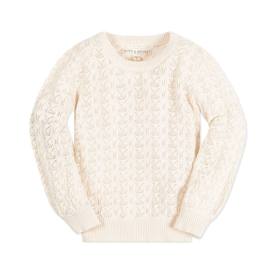 Balloon Sleeve Organic Pointelle Sweater