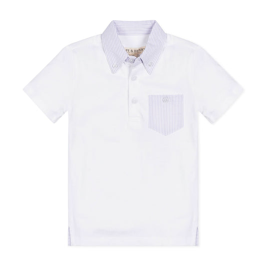 Organic Jersey Polo with Seersucker Trim