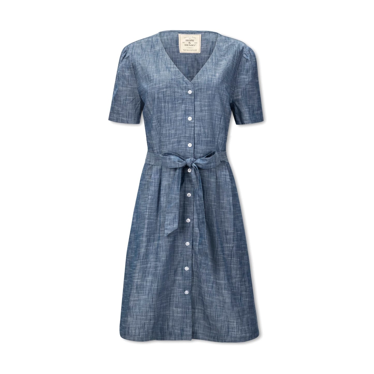 Organic Button Front Chambray Dress