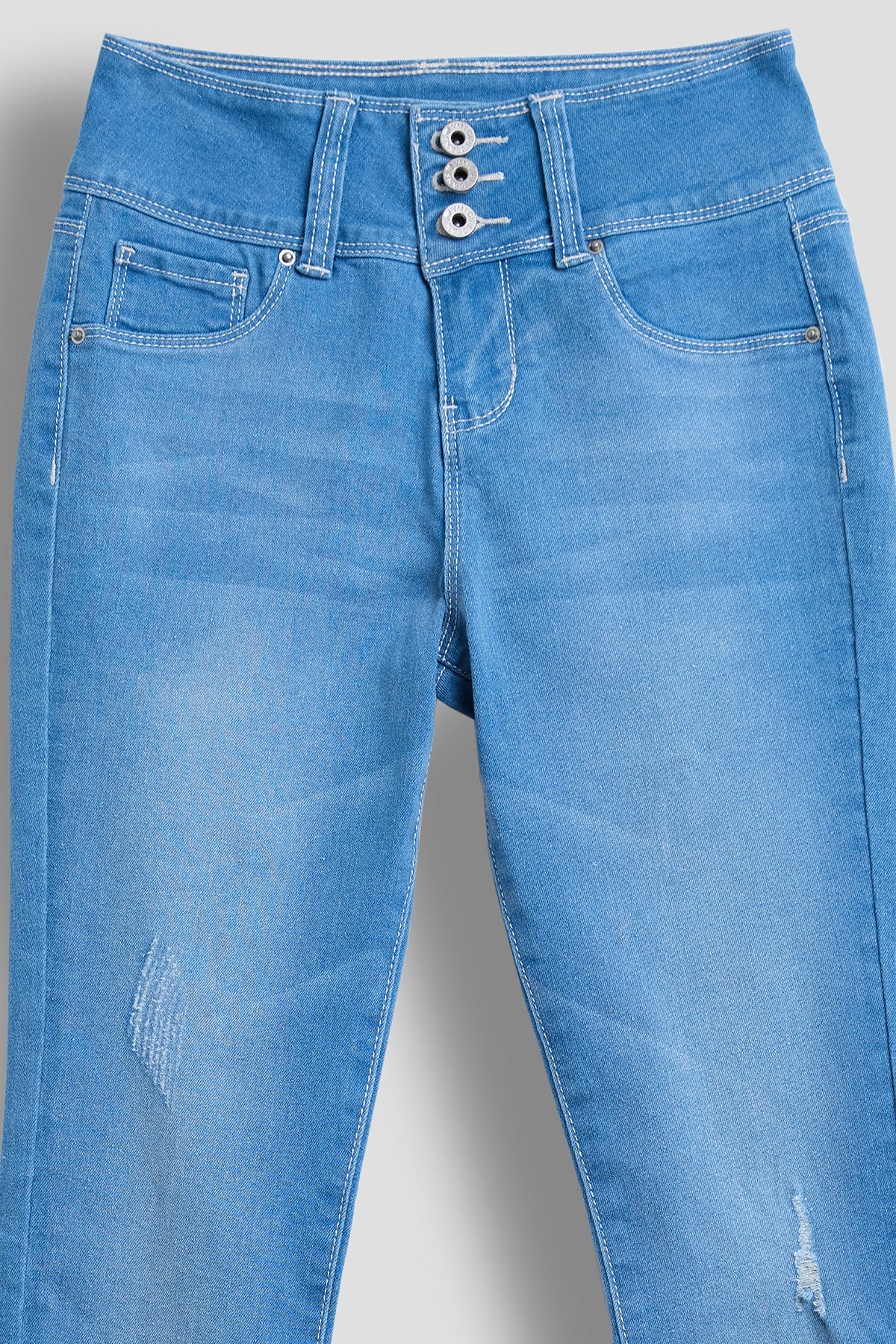 Girls 3 Button Essential Skinny Jeans With Faux Front Pockets