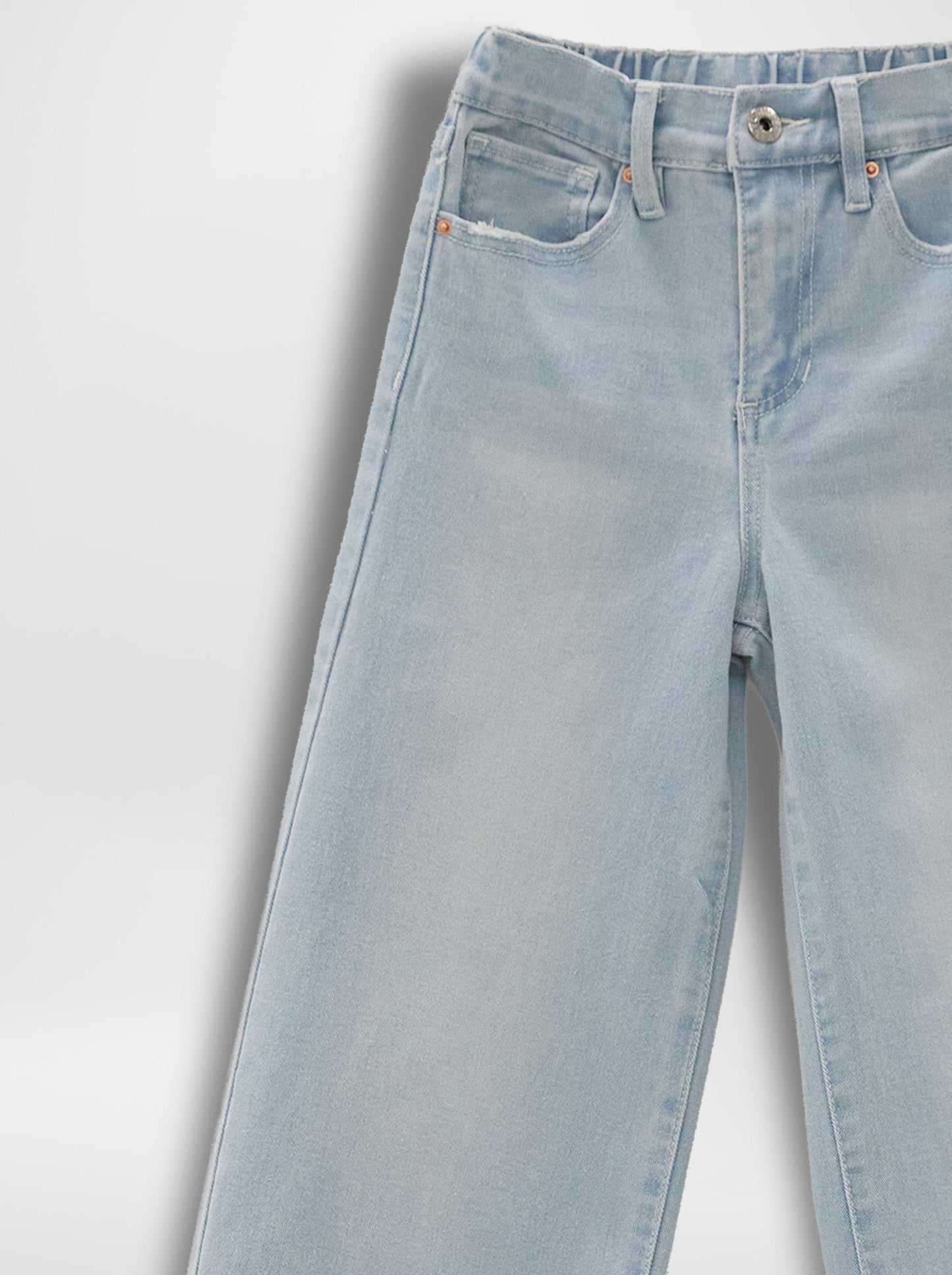 Girls Wide Leg Elastic Back Jeans