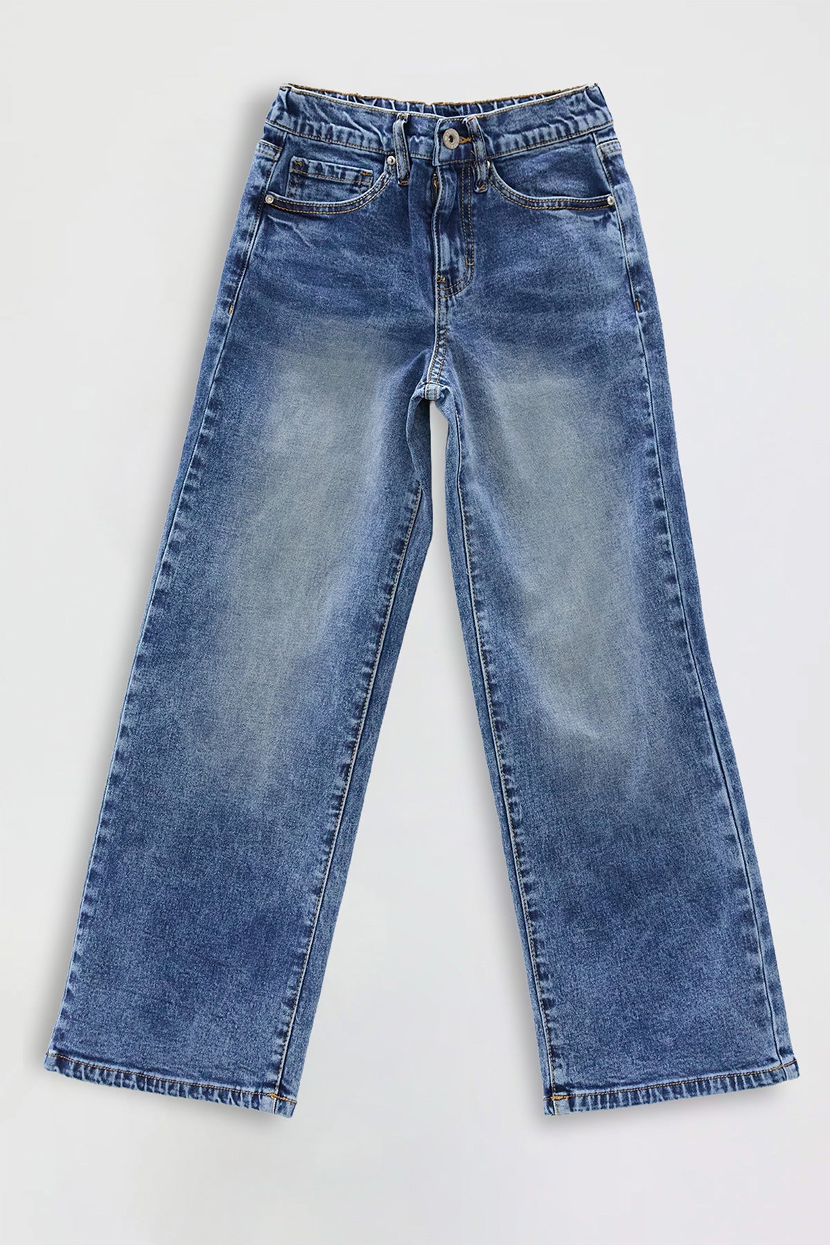 Girls Wide Leg Jeans with Elastic Waist