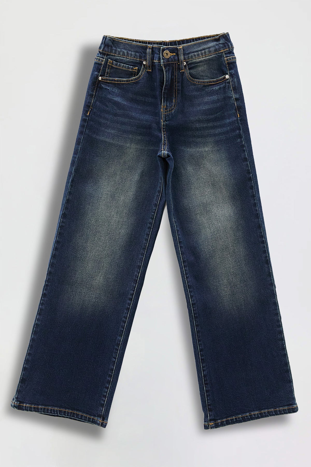 Girls Wide Leg Jeans with Elastic Waist