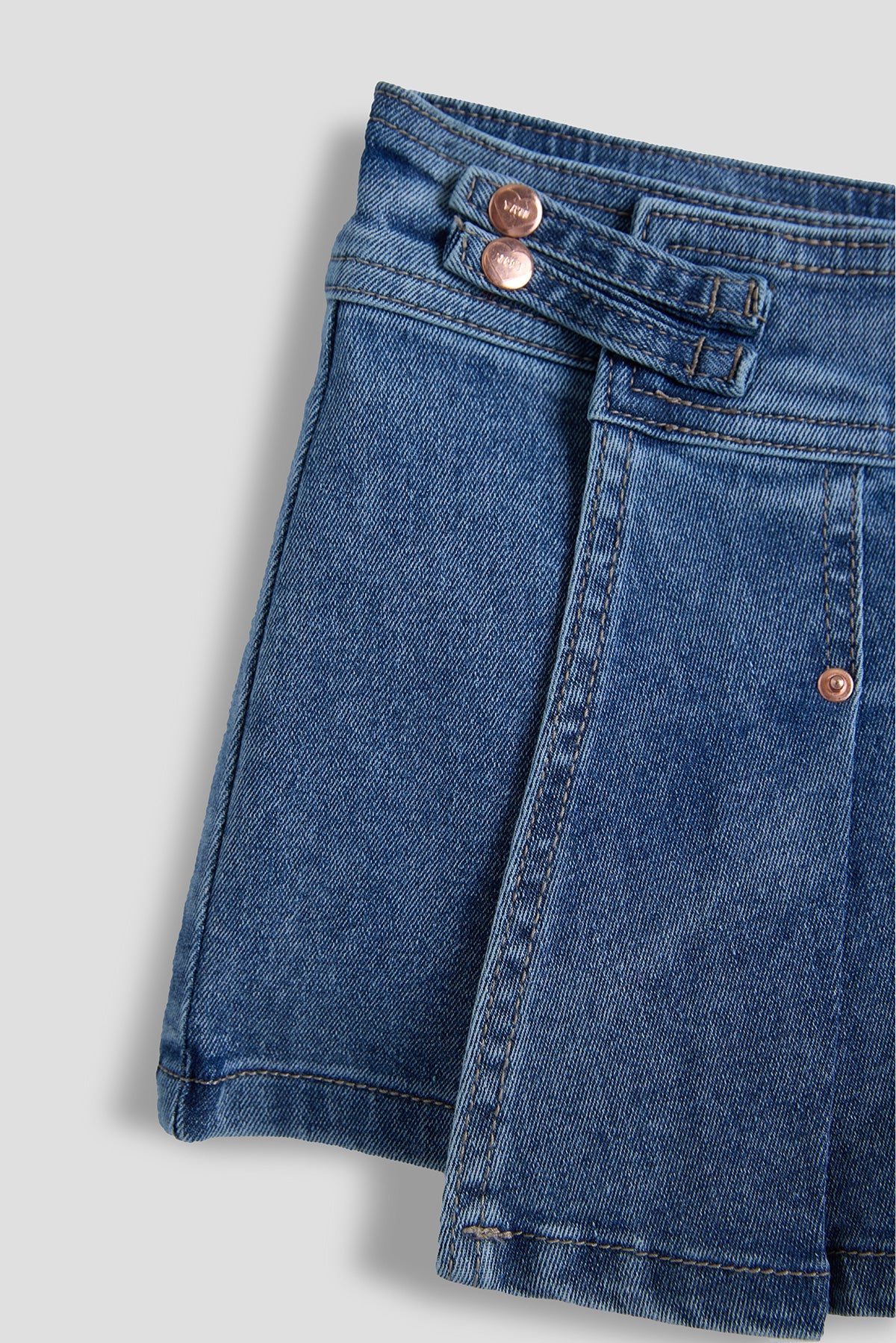 Girls Asymmetrical Pleated Denim Skort