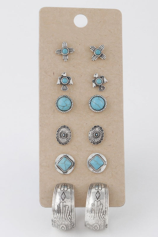 GRAMERCY Antique Sun Stud Earrings Set: NYFW BYMANYC ® New York