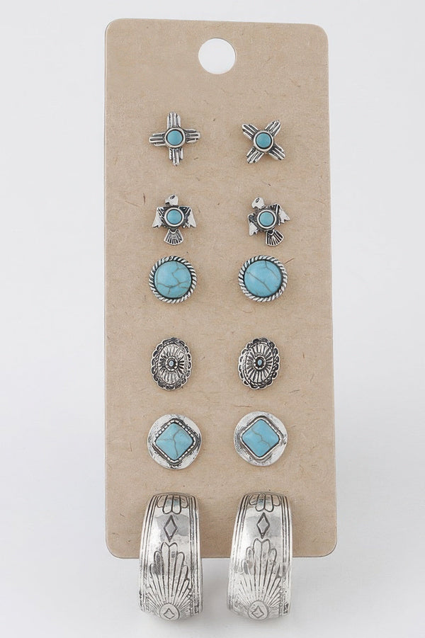 GRAMERCY Antique Sun Stud Earrings Set: NYFW BYMANYC ® New York