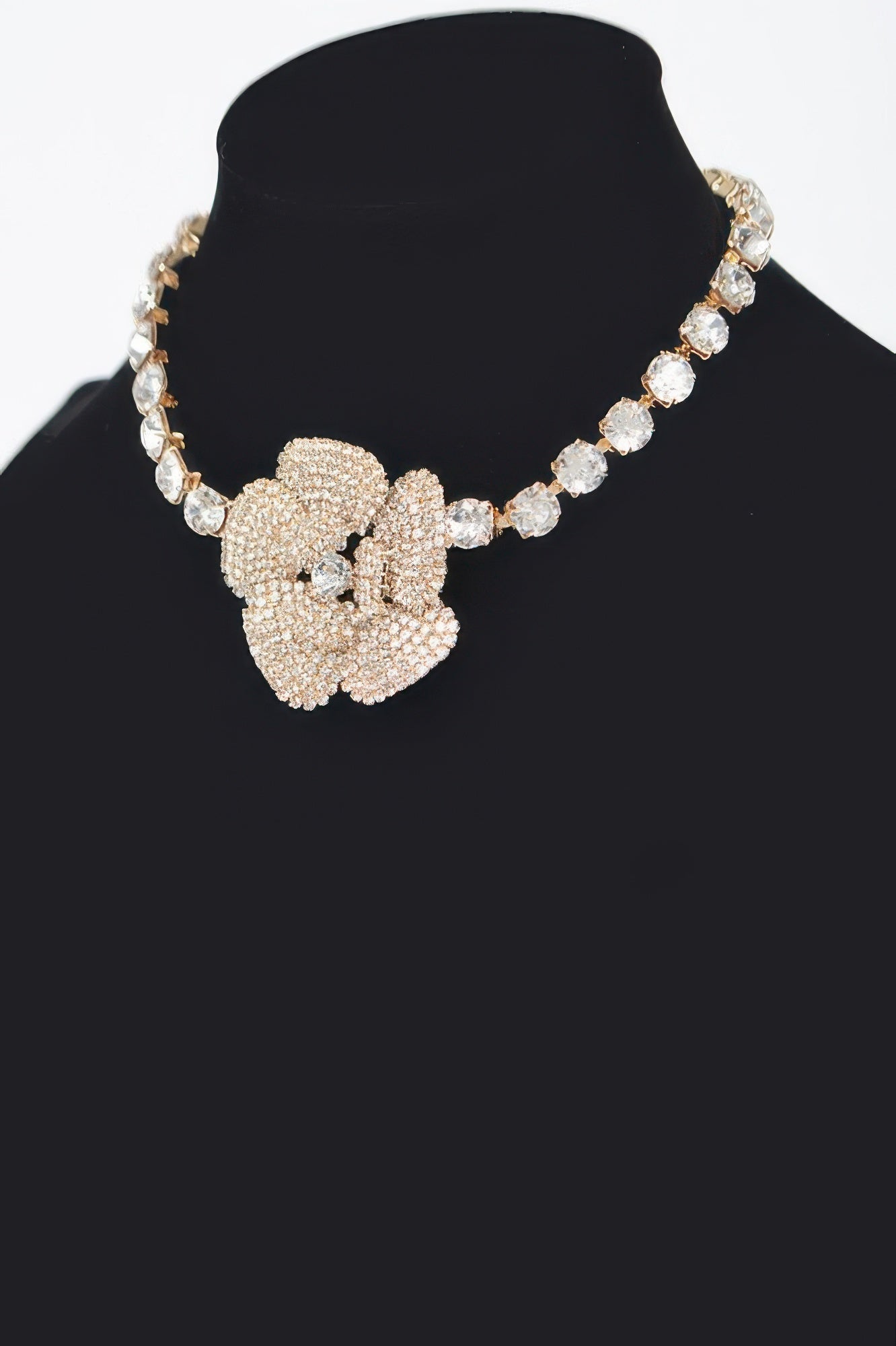 GRAMERCY PARK Rhinestone Faux Pearl Flower Choker: BYMANYC ® New York