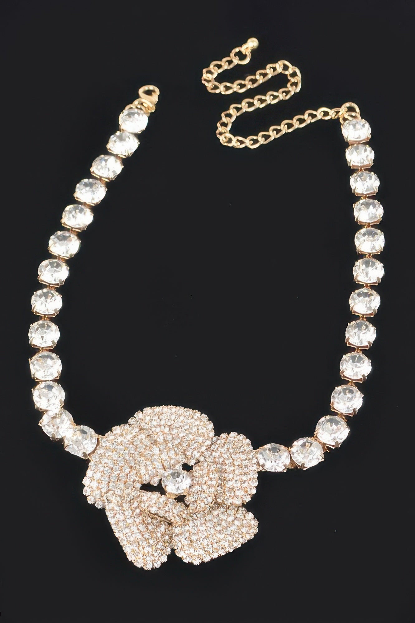 GRAMERCY PARK Rhinestone Faux Pearl Flower Choker: BYMANYC ® New York