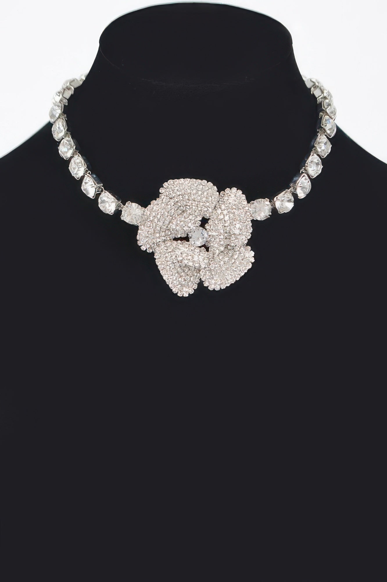 GRAMERCY PARK Rhinestone Faux Pearl Flower Choker: BYMANYC ® New York