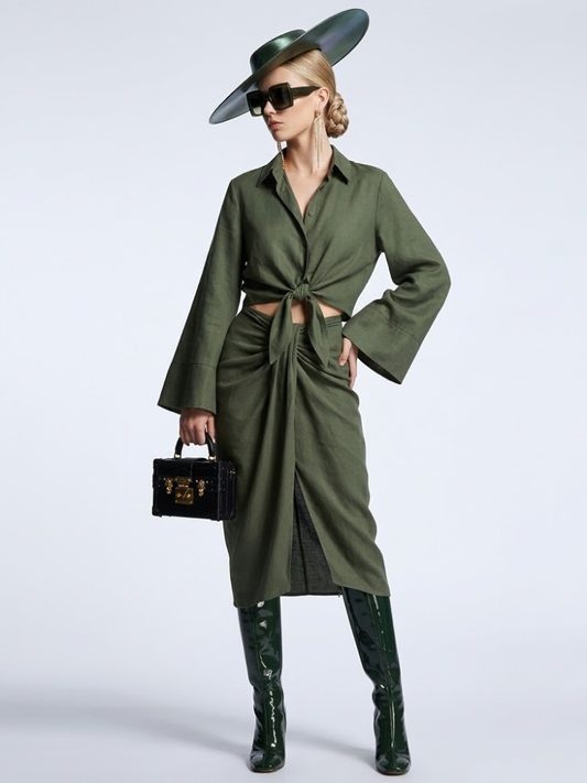 GREENWICH Women's Tie-Blouse & Skirt Set Prêt-à-Porter BYMANYC ® NY