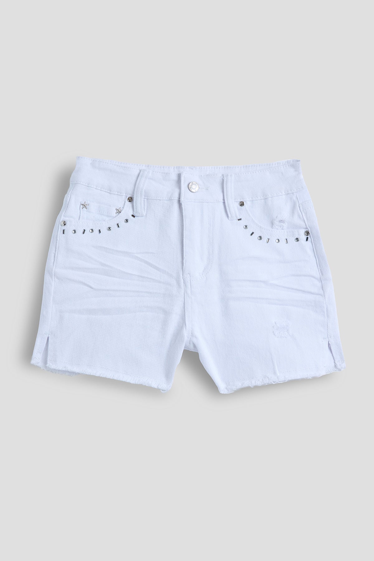Girls Rhinestone and Fray Hem Short