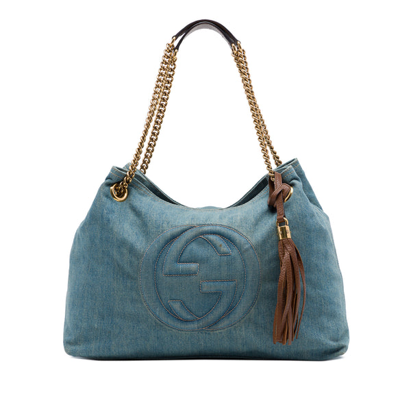 Denim Soho Chain Tote Bag (Pre-Owned)