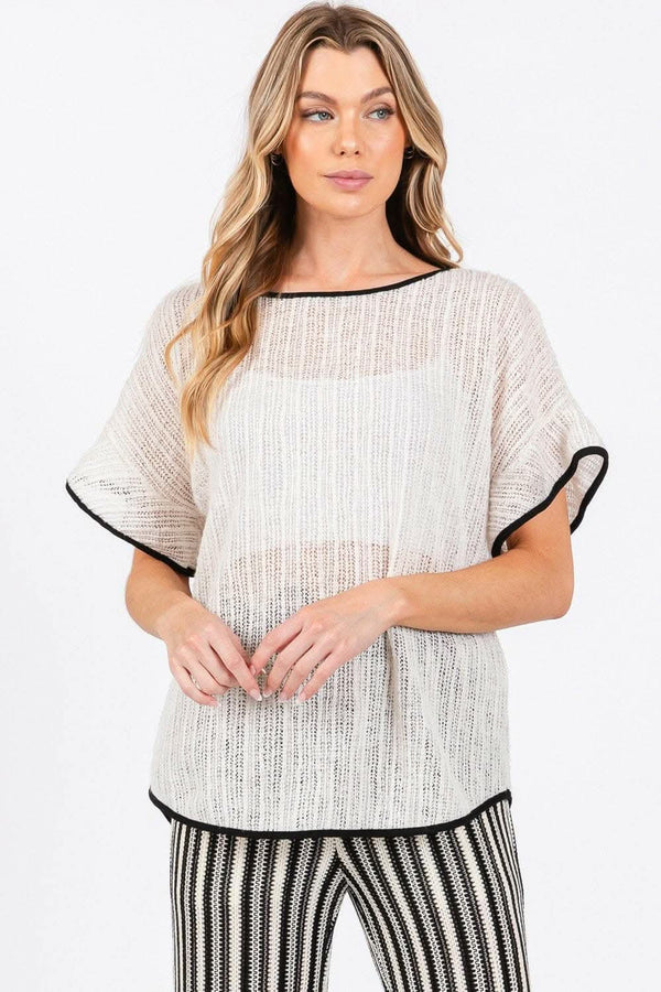 Trendsi Knit Cover Up Women's Casual Shorts Contrast Detail Summer Sho