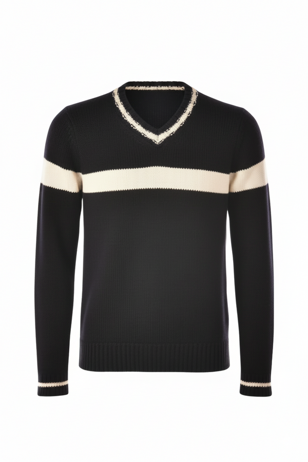 Fedeli Virgin Wool V-Neck Knit Sweater