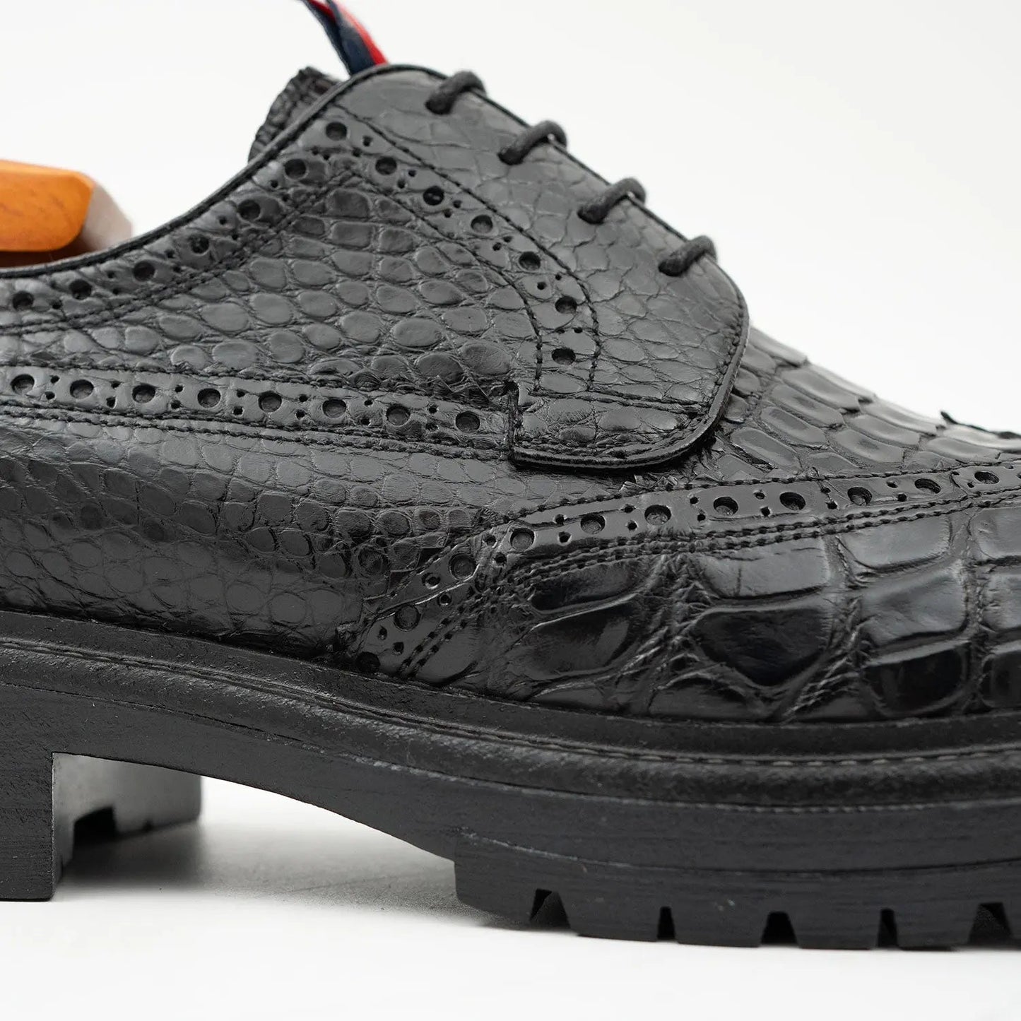 Genuine Crocodile Leather Men's Derby Brogues Black