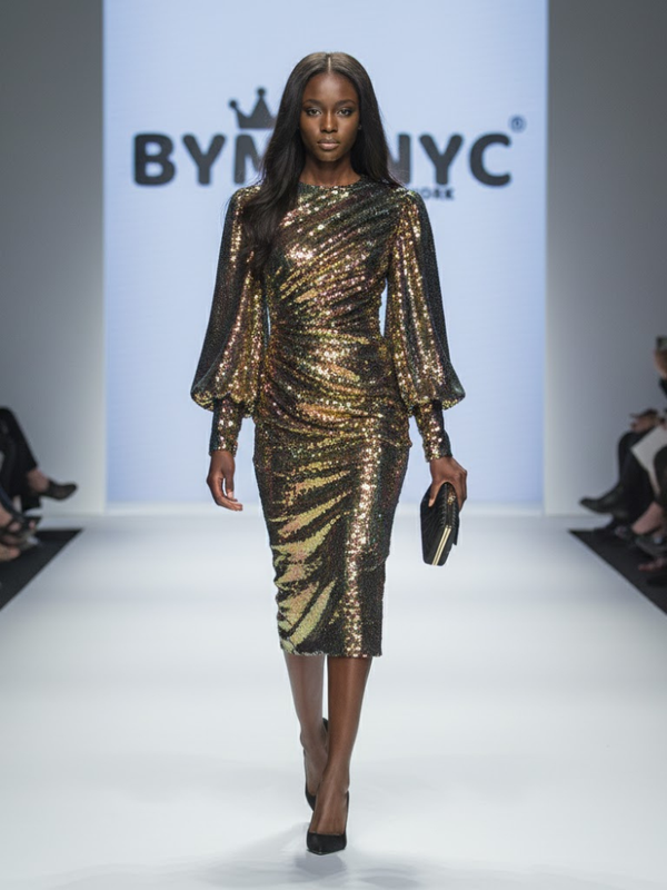 Gold Sequin Midi Party Dress MEATPACKING DISTRICT: Prêt-à-Porter Line BYMANYC ® New York
