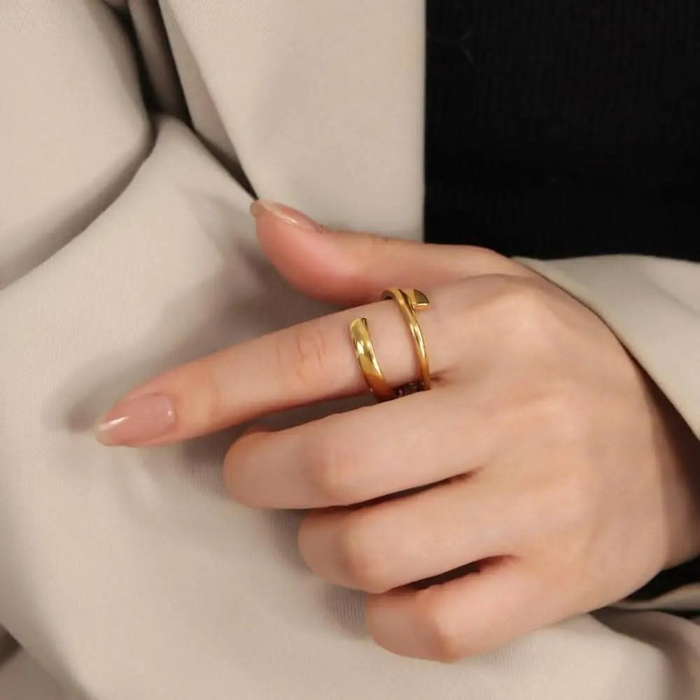 Trendsi Gold-plated titanium steel ring