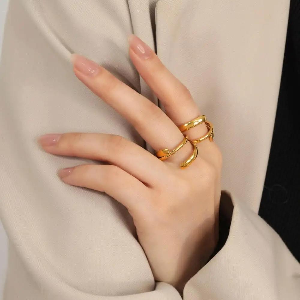 Trendsi Gold-plated titanium steel ring