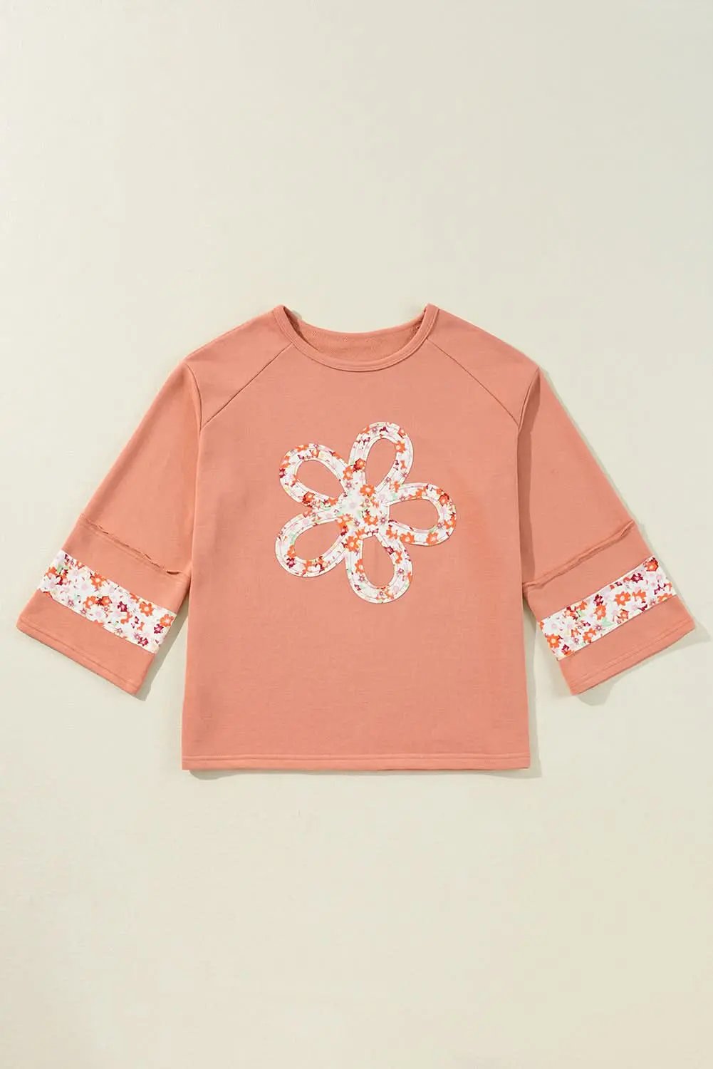 Love Salve Pink Graphic Top Women's Daily Wear Tee Wide Sleeve, Exposed Seam