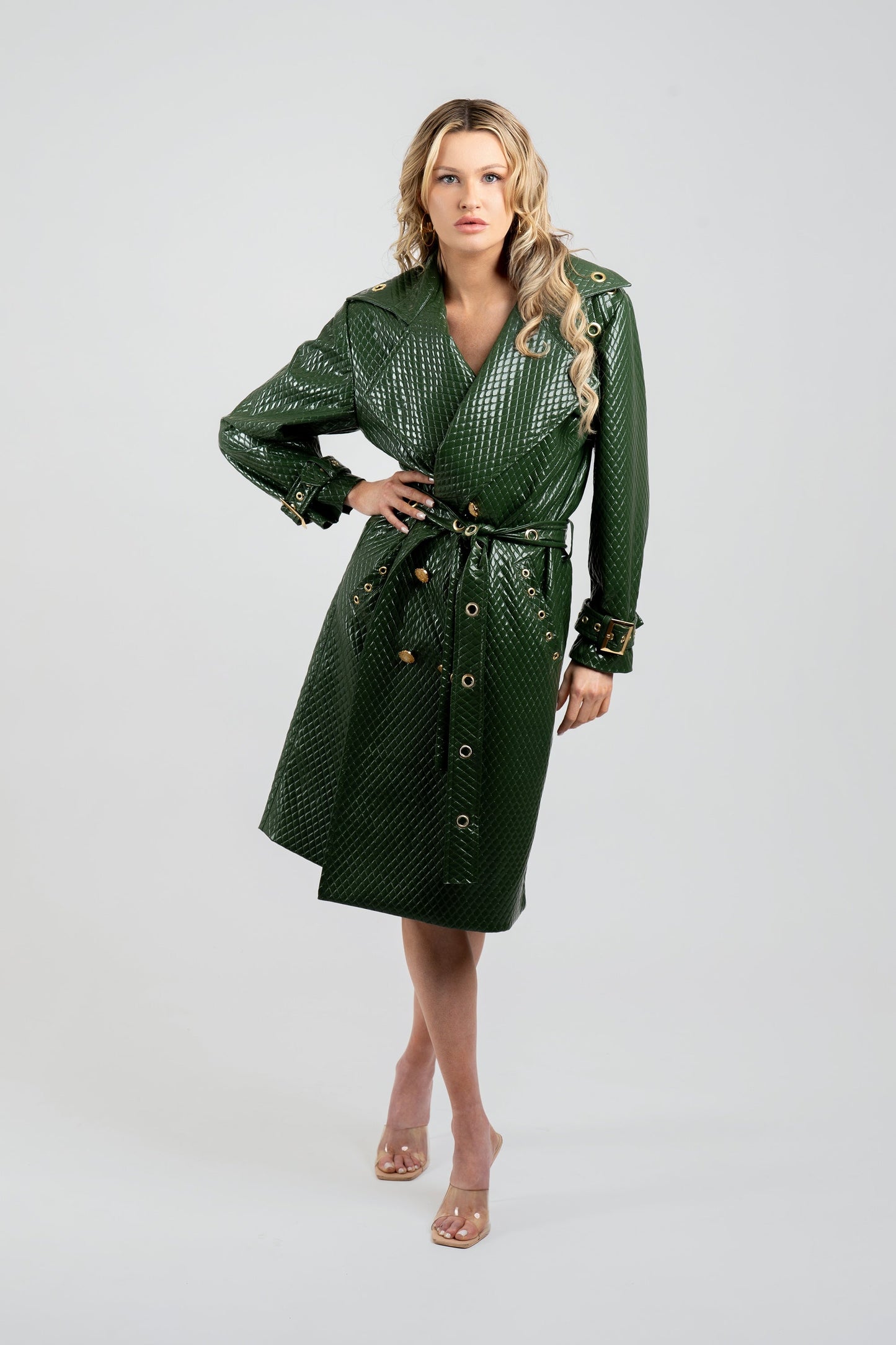 Trinity Quilted Vegan Leather Trench Coat