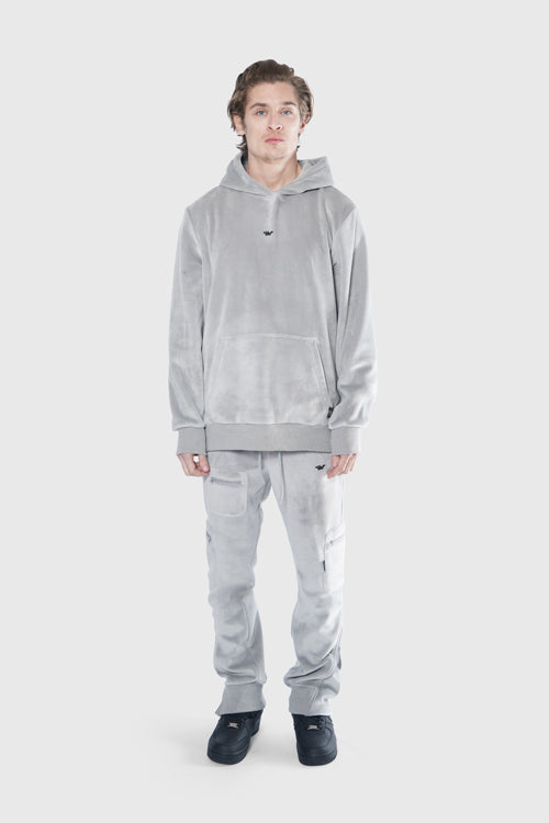 Metal Logo Velour Flared Sweatpants