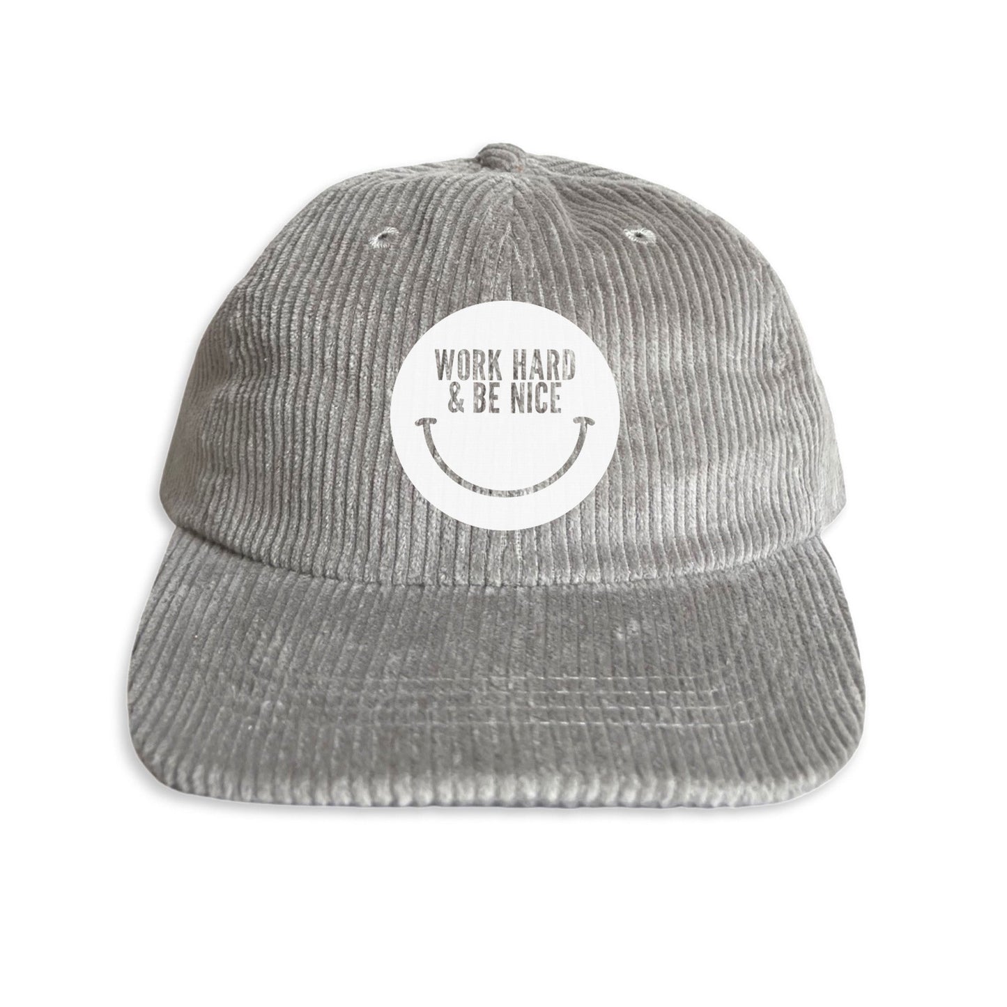 Work Hard & Be Nice Smile Corduroy Cap