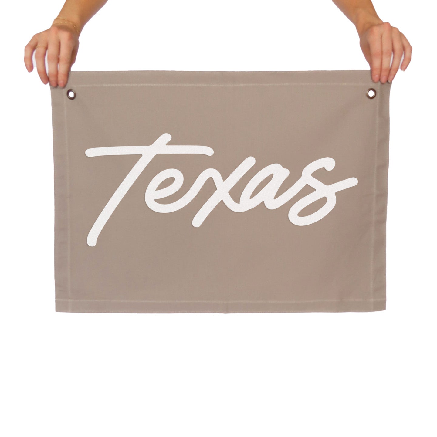 Texas Cursive Large Canvas Flag