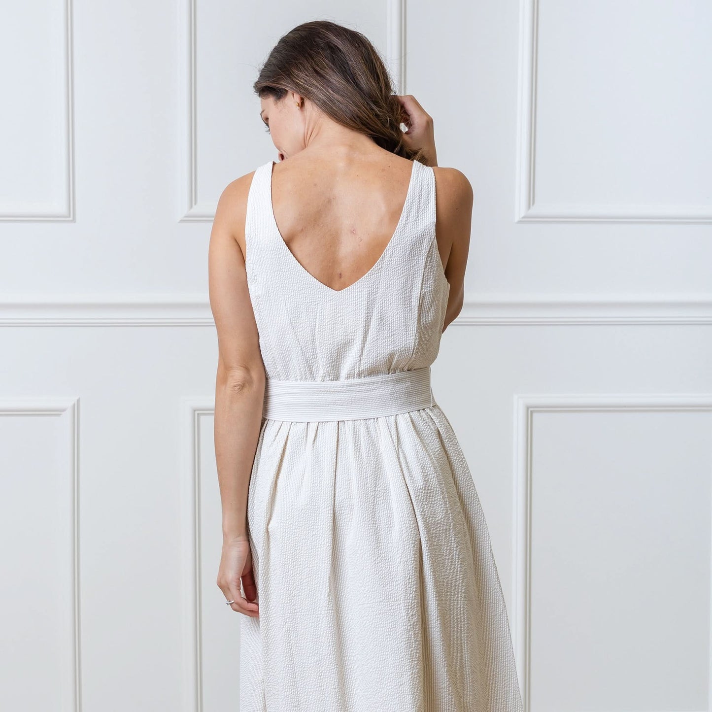 A-Line Organic Dress with Sash Taupe